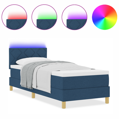 Boxspringbed met Matras & LED Blauw 80x200 cm Stof
