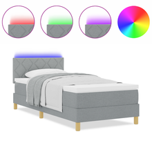 Boxspringbed met matras en LED Lichtgrijs 90x200 cm Stof