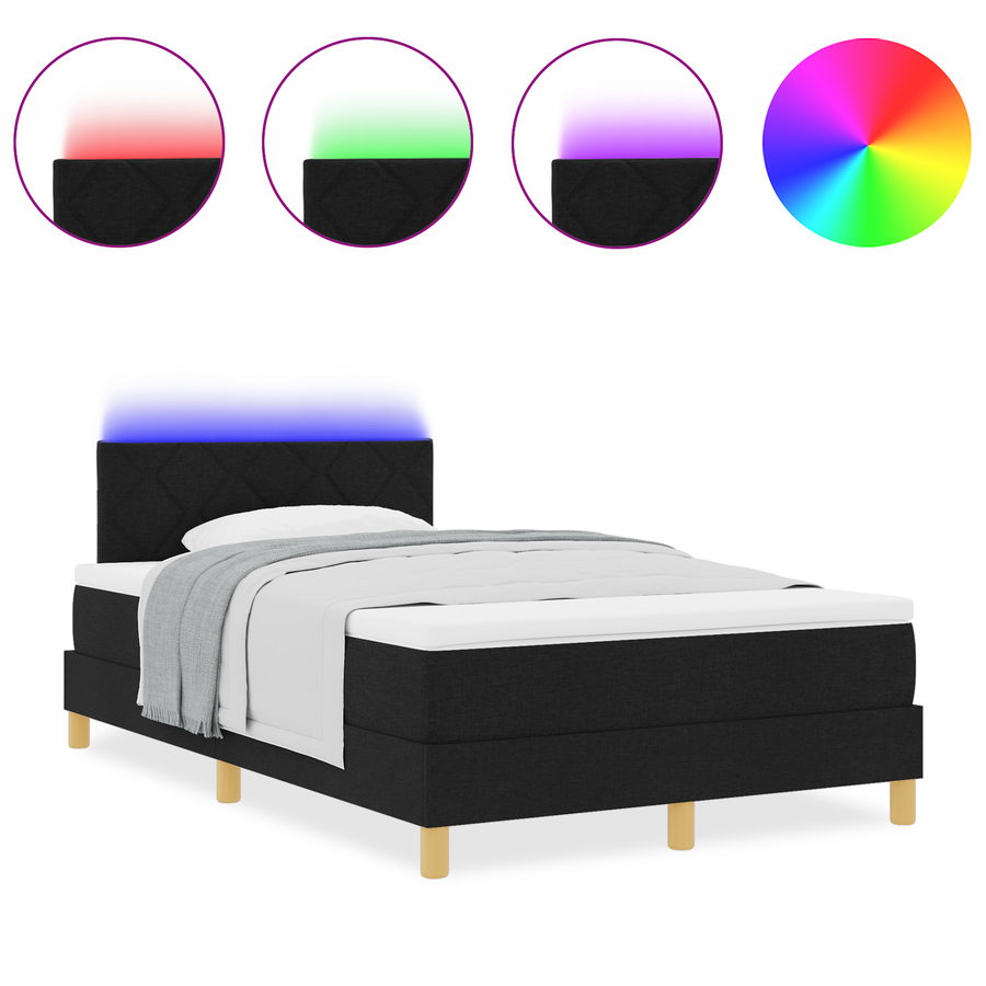 Boxspring Bed met Matras & LED Zwart 120x190 cm Stof