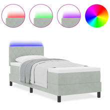 Boxspringbed met matras en LED fluweel lichtgrijs 80x200 cm