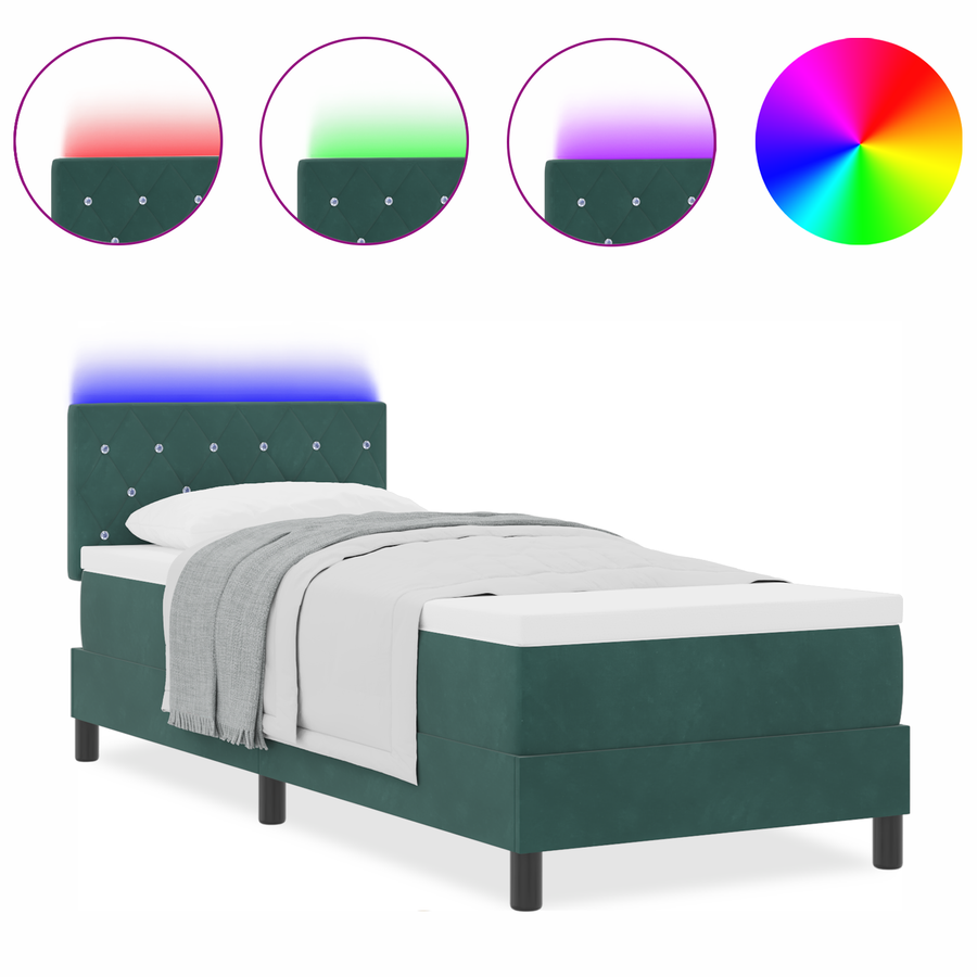 Boxspringbed met matras en LED fluweel donkergroen 80x200 cm