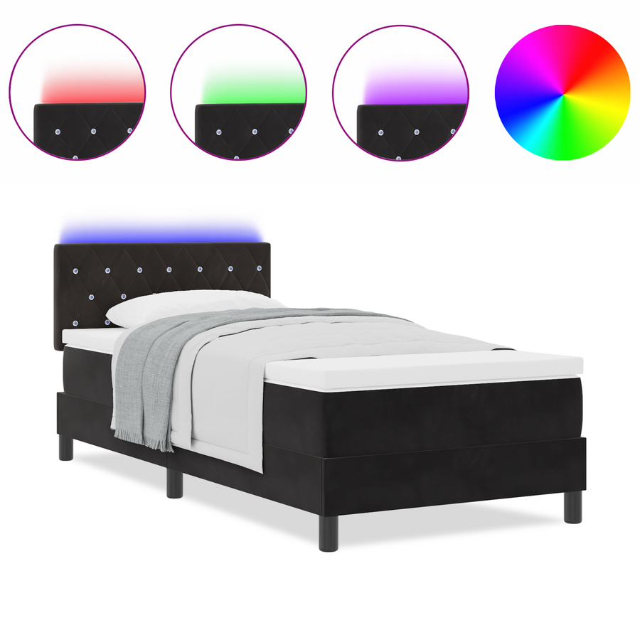 Boxspringbed met matras en LED fluweel zwart 90x190 cm