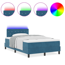 Boxspring Bed met Matras & LED Donkerblauw 120x190 cm Fluweel