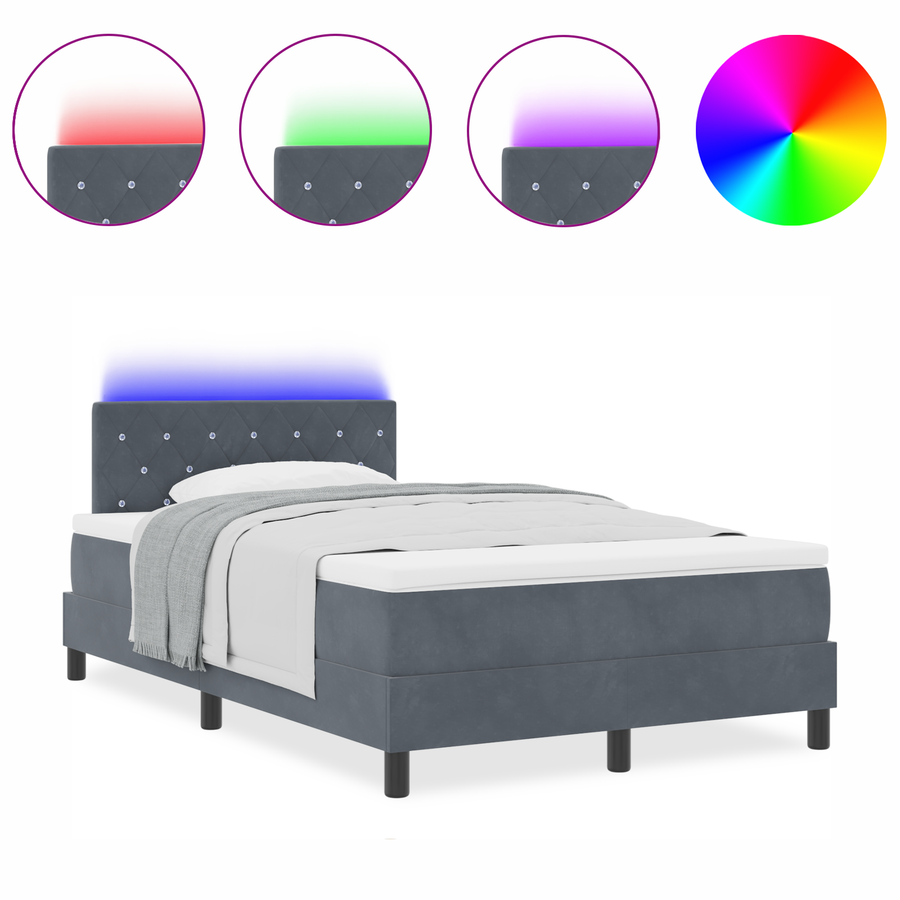 Boxspringbed met matras en LED fluweel donkergrijs 120x200 cm