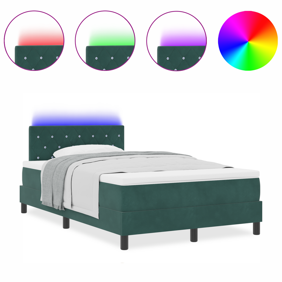 Boxspringbed met matras en LED fluweel donkergroen 120x200 cm