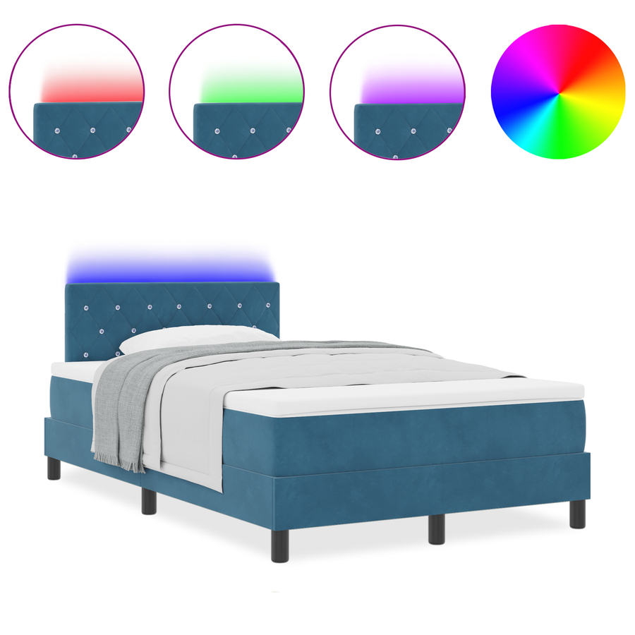 Boxspringbed met matras en LED fluweel donkerblauw 120x200 cm