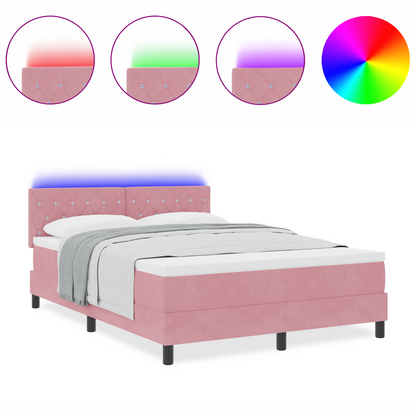 Boxspringbed met matras en LED fluweel roze 140x190 cm