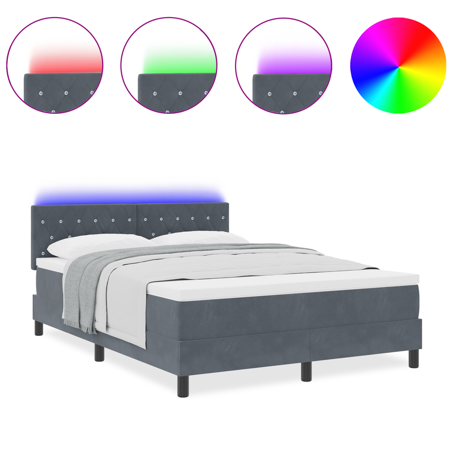 Boxspringbed met matras en LED fluweel donkergrijs 160x200 cm