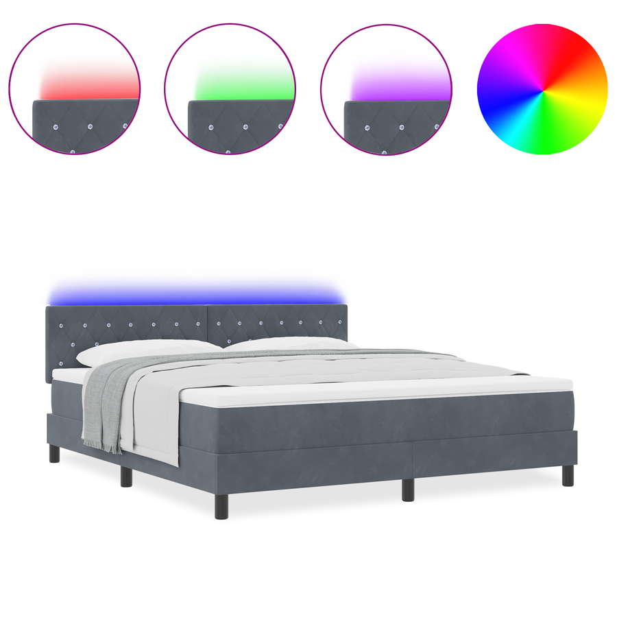 Boxspringbed met matras en LED fluweel donkergrijs 180x200 cm