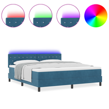 Boxspringbed met matras en LED fluweel donkerblauw 180x200 cm