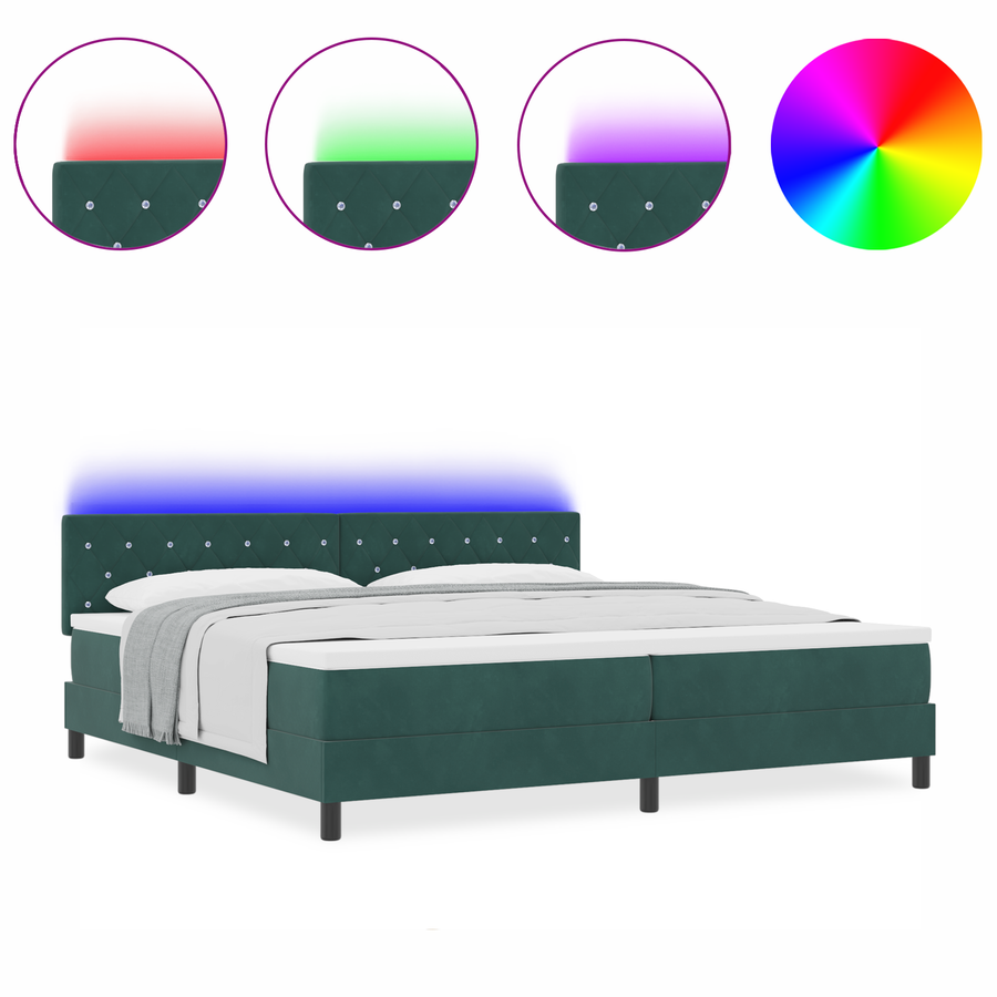 Boxspringbed met matras en LED fluweel donkergroen 200x200 cm