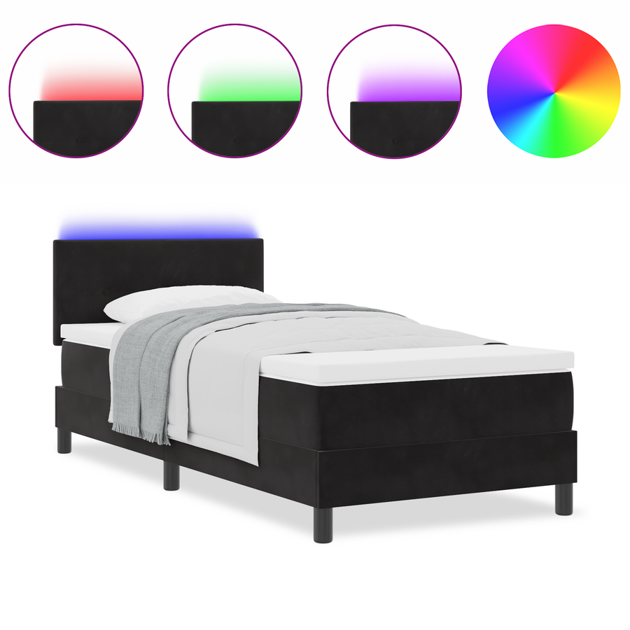 Boxspringbed met matras en LED fluweel zwart 80x200 cm