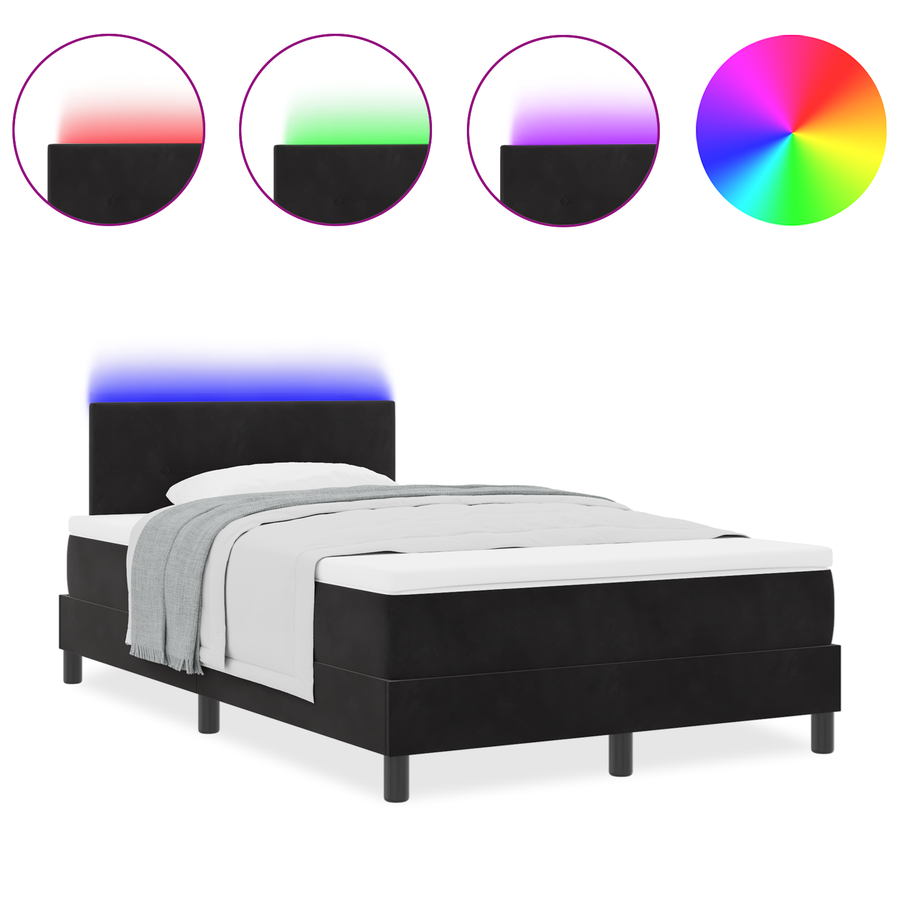 Boxspring Bed met Matras & LED Zwart 120x190 cm Fluweel