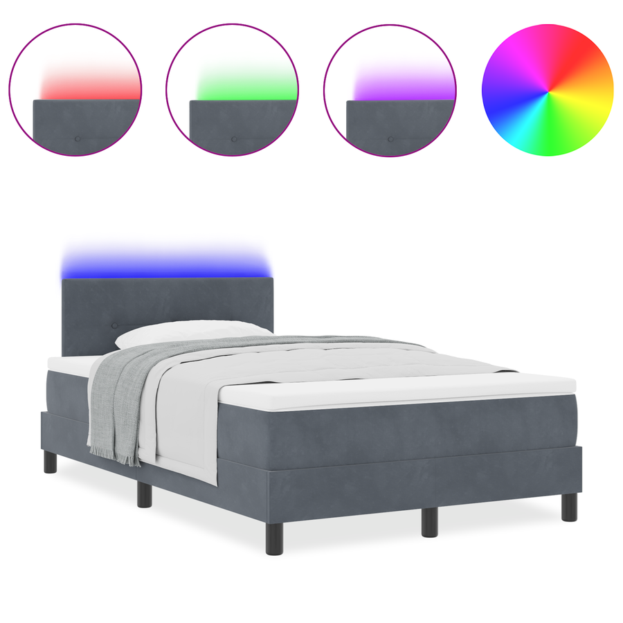 Boxspringbed met matras en LED fluweel donkergrijs 120x200 cm