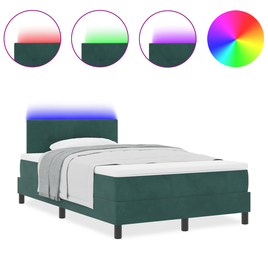 Boxspringbed met Matras & LED Donkergroen 120x200 cm Fluweel