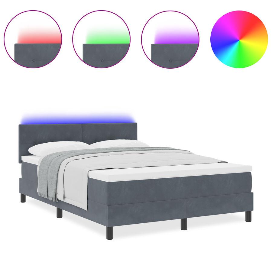 Boxspringbed met matras en LED fluweel donkergrijs 140x200 cm