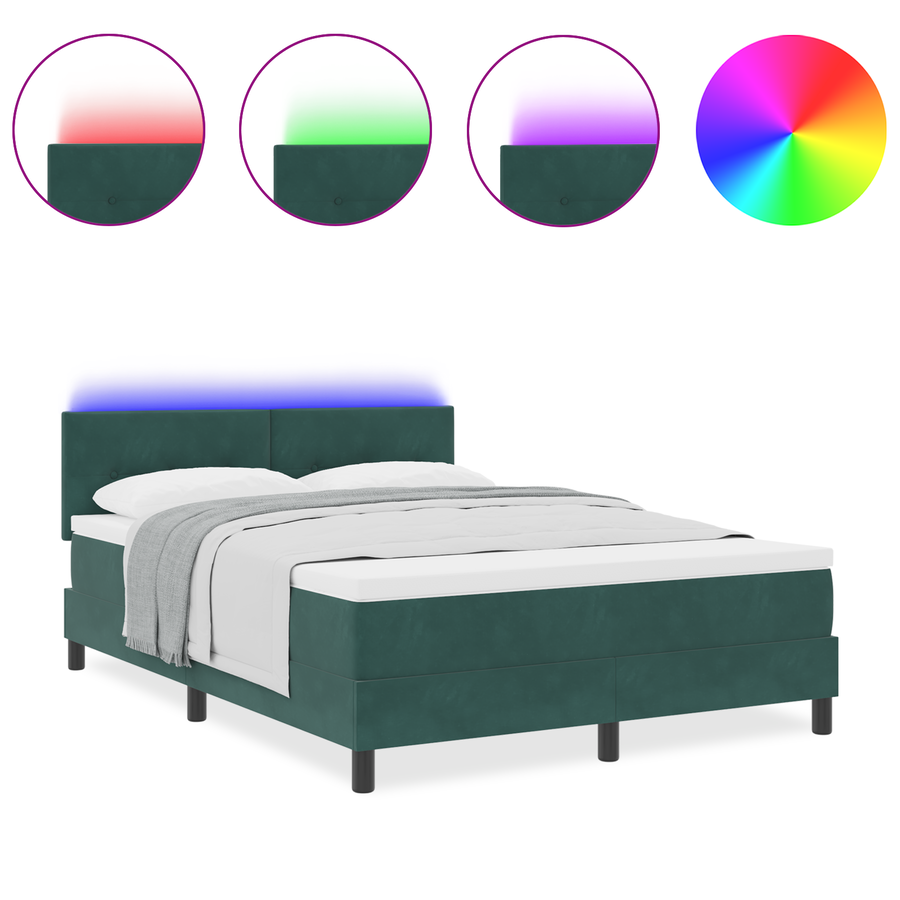 Boxspringbed met matras en LED fluweel donkergroen 160x200 cm