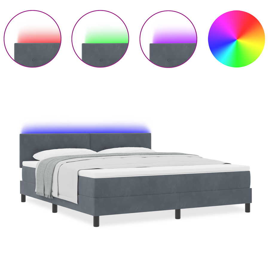 Boxspringbed met matras en LED fluweel donkergrijs 180x200 cm