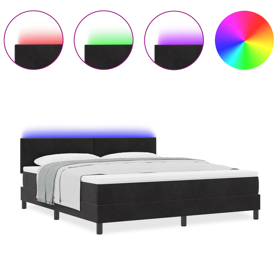 Boxspringbed met matras en LED fluweel zwart 180x200 cm