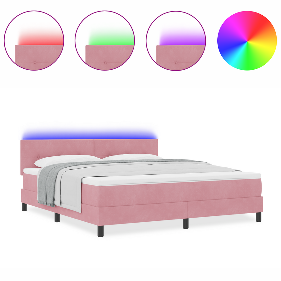Boxspringbed met Matras & LED Roze 180x200 cm Fluweel