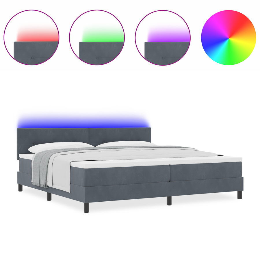 Boxspringbed met matras en LED fluweel donkergrijs 200x200 cm