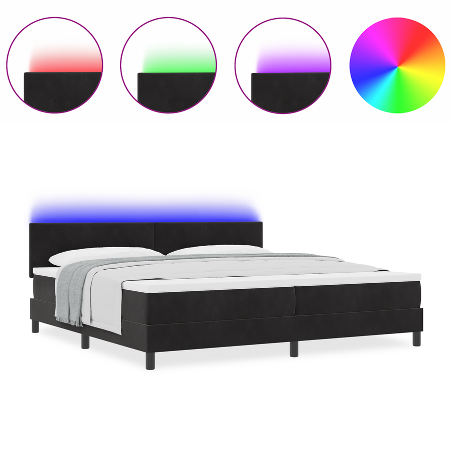 Boxspringbed met matras en LED fluweel zwart 200x200 cm