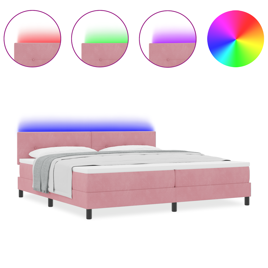 Boxspringbed met matras en LED fluweel roze 200x200 cm