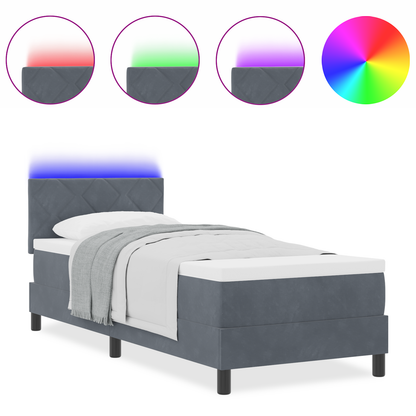 Boxspringbed met matras en LED fluweel donkergrijs 80x200 cm