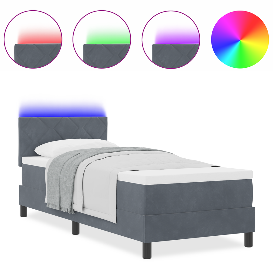 Boxspringbed met matras en LED fluweel donkergrijs 80x200 cm