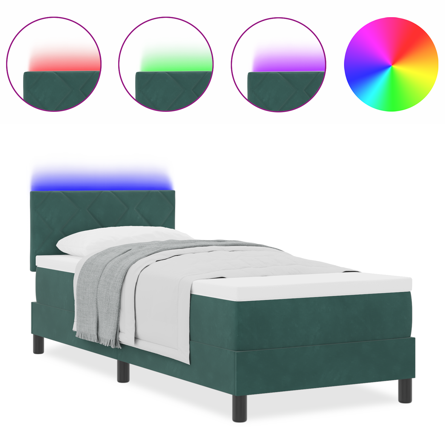 Boxspringbed met matras en LED fluweel donkergroen 80x200 cm