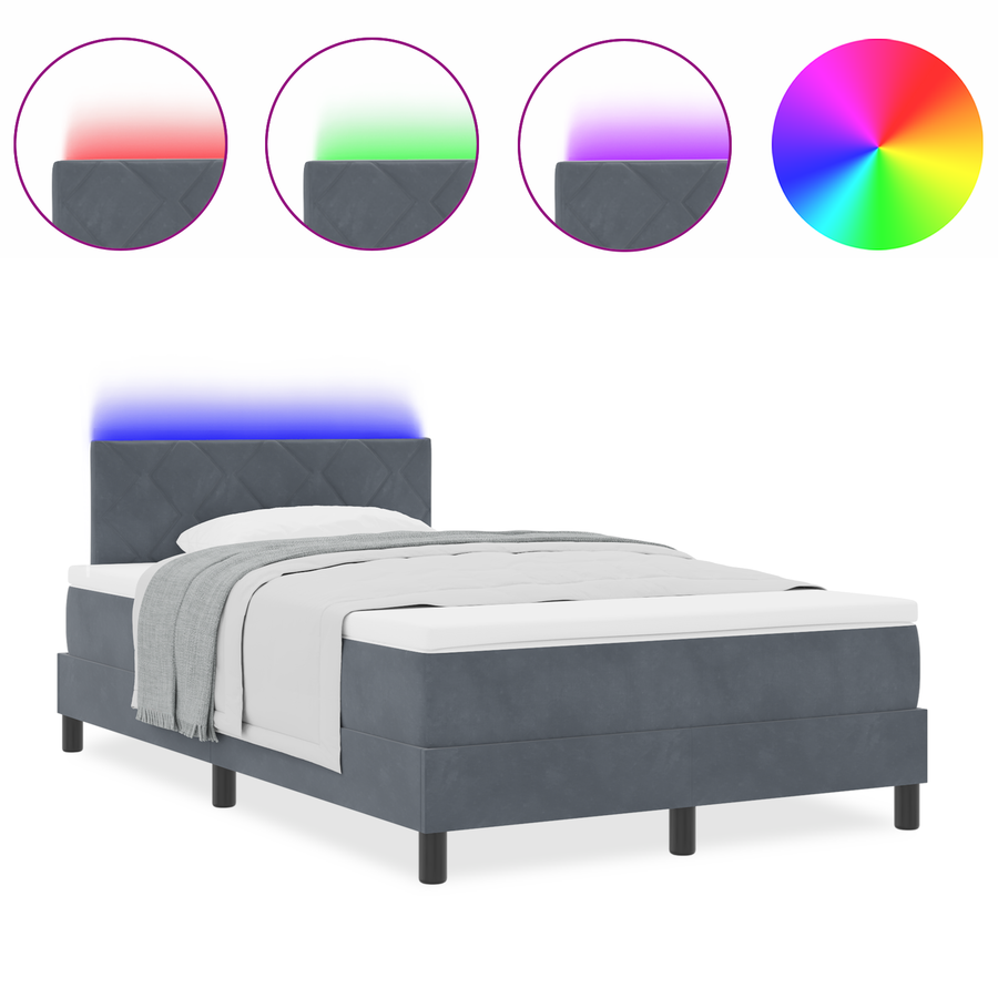 Boxspringbed met matras en LED fluweel donkergrijs 120x190 cm