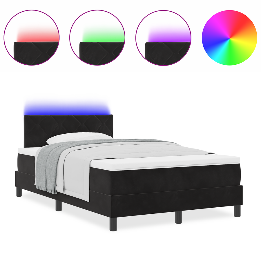 Boxspringbed met matras en LED fluweel zwart 120x190 cm