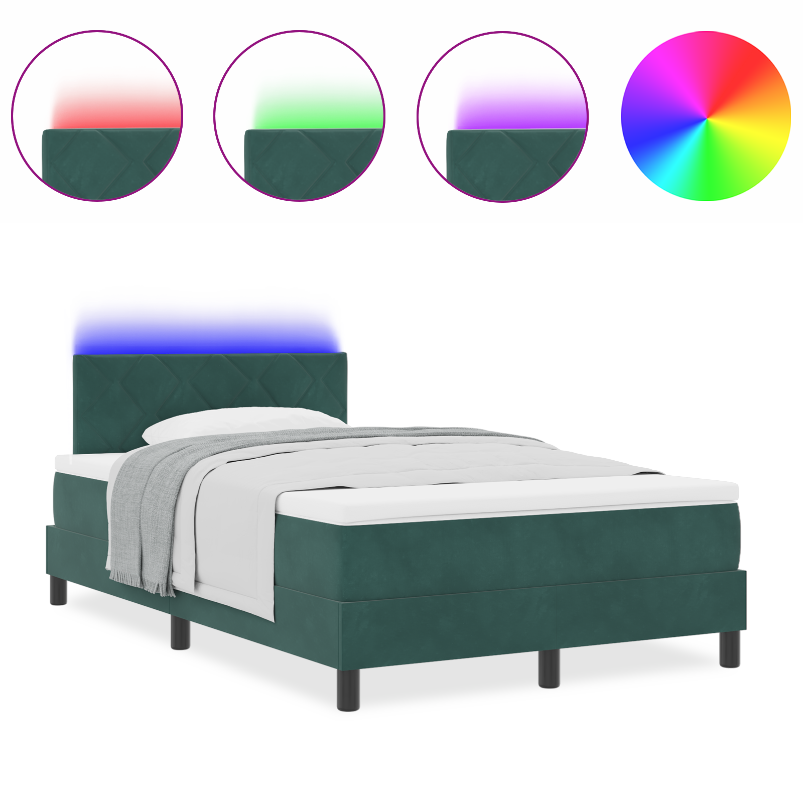 Boxspring Bed met Matras & LED Donkergroen 120x190 cm Fluweel