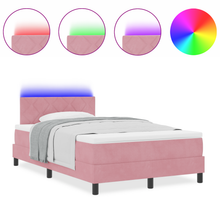 Boxspringbed met matras en LED fluweel roze 120x190 cm