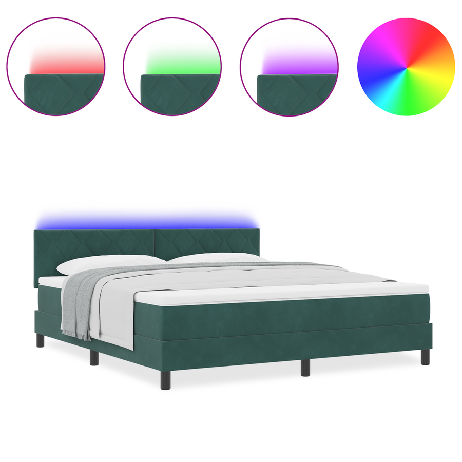 Boxspringbed met matras en LED fluweel donkergroen 180x200 cm