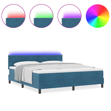 Boxspringbed met matras en LED fluweel donkerblauw 180x200 cm