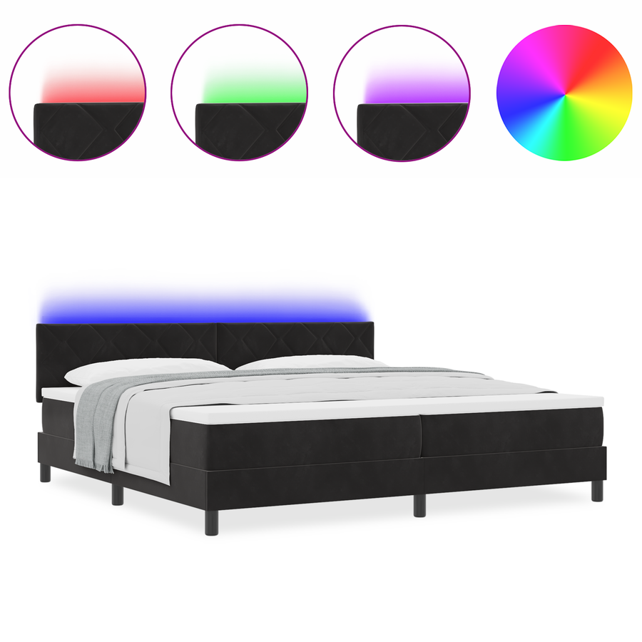 Boxspringbed met matras en LED fluweel zwart 200x200 cm
