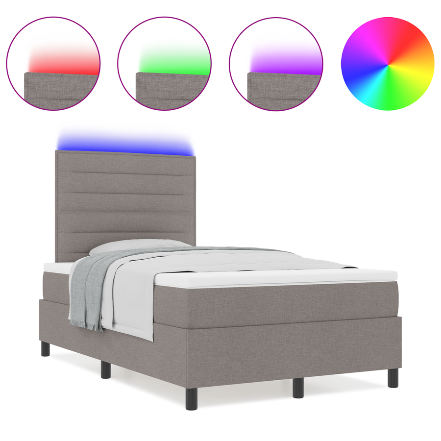 Boxspringbed met matras en LED stof taupe 120x200 cm