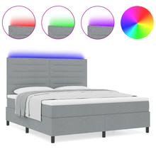 Boxspringbed met matras en LED stof lichtgrijs 140x190 cm