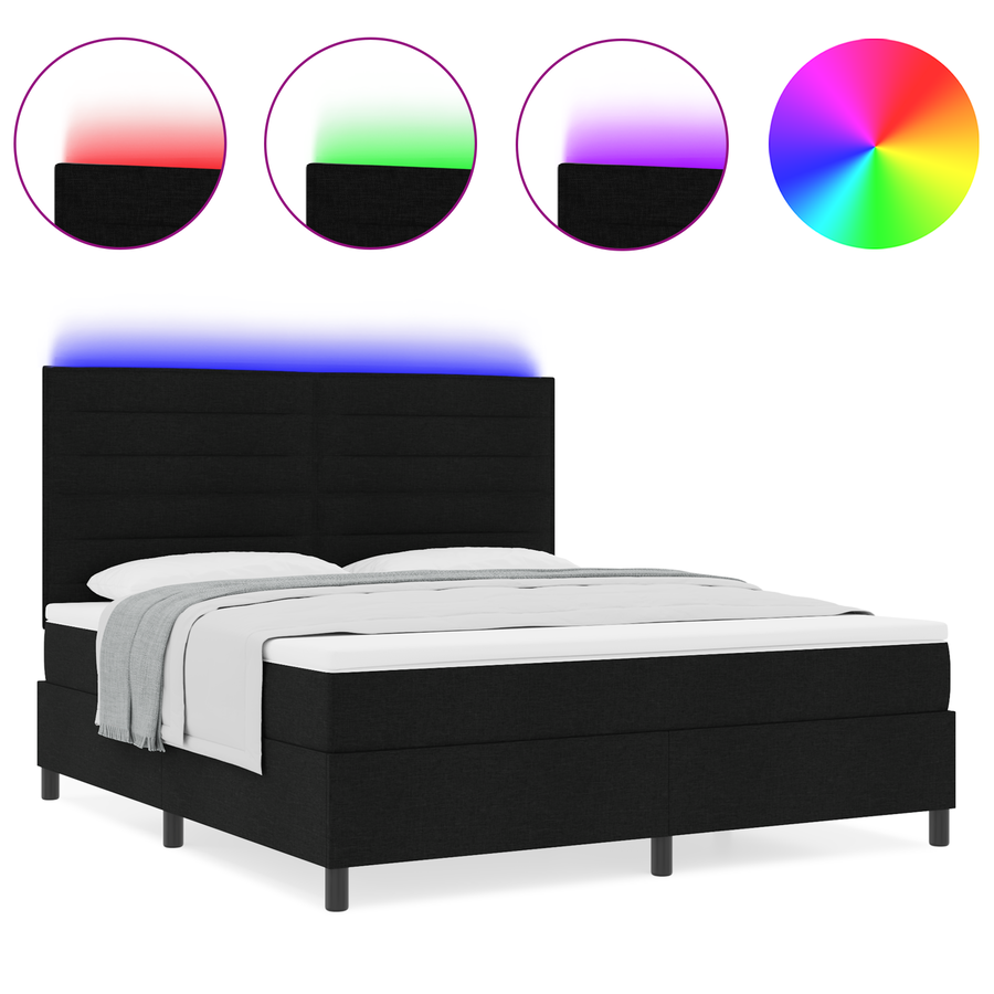 Boxspringbed met matras en LED stof zwart 140x190 cm