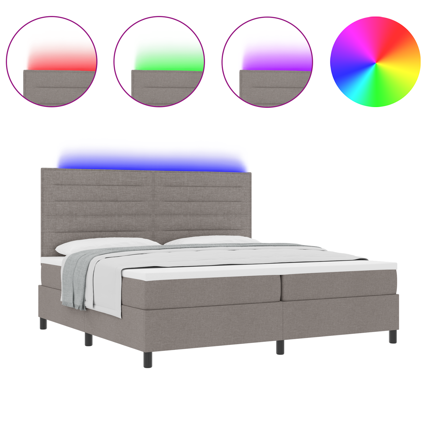 Boxspringbed met matras en LED stof taupe 180x200 cm