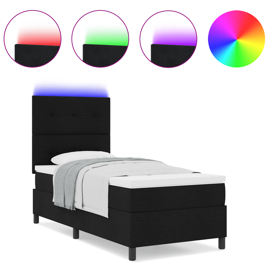 Boxspring Bed met Matras & LED Zwart 80x200 cm Stof