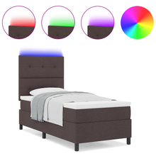 Boxspringbed met matras en LED stof donkerbruin 90x190 cm