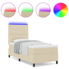 Boxspringbed met matras en LED stof crèmekleurig 100x200 cm