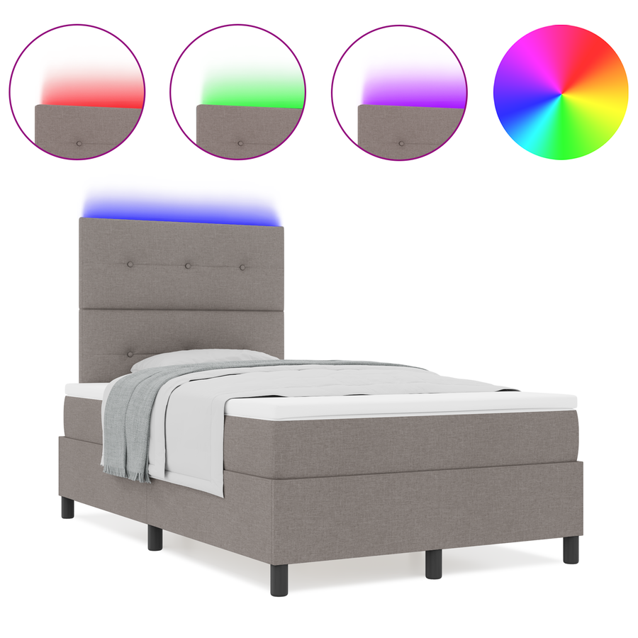 Boxspring Bed met Matras & LED Taupe 120x190 cm Stof
