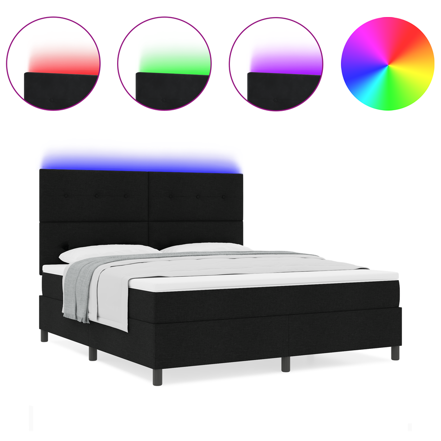 Boxspringbed met matras en LED stof zwart 180x200 cm