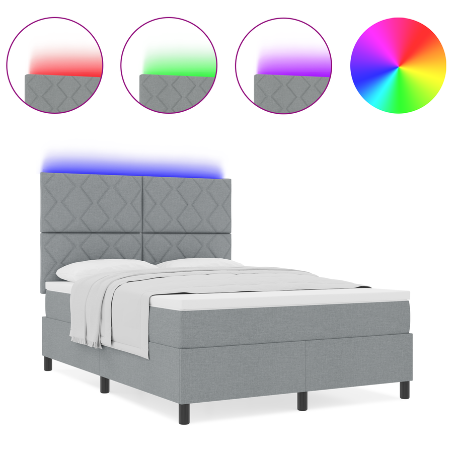 Boxspringbed met Matras & LED Licht Grijs 160x200 cm Stof