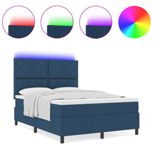 Boxspringbed met Matras & LED Blauw 160x200 cm Stof