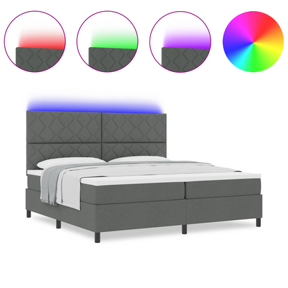 Boxspring Bed met Matras & LED Donkergrijs 200x200 cm Stof