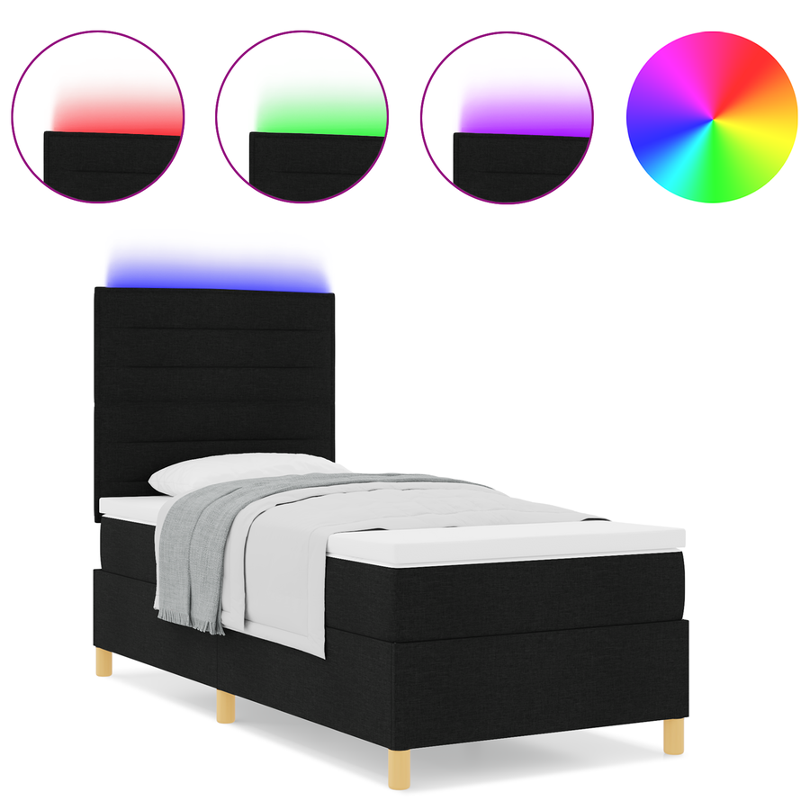 Boxspringbed met Matras & LED Zwart 80x200 cm Stof